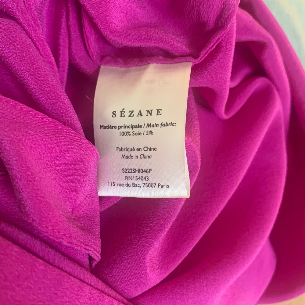 Sezane Florence 100% Silk Blouse in Fuchsia Size 34; US Size 2 - Picture 3 of 4